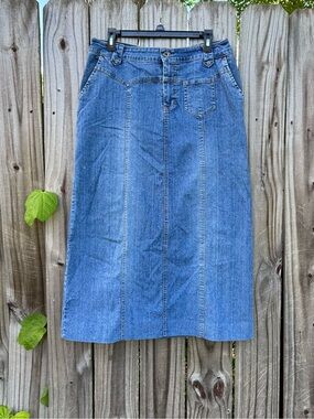 Vintage Y2K Route 66 Low Rise Country Western Denim Maxi Skirt